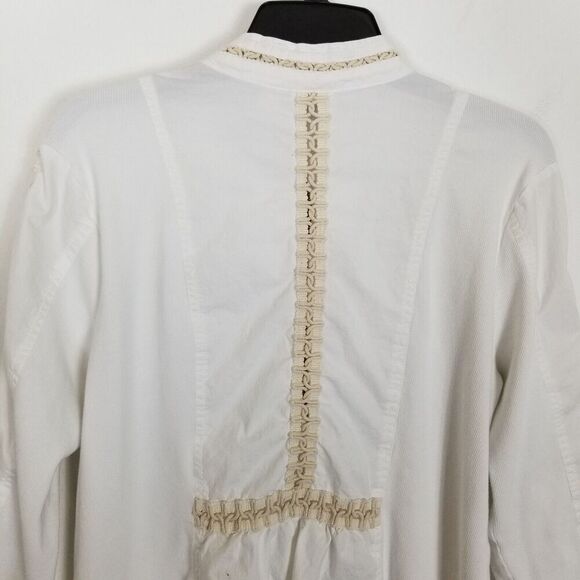 Chico’s Zenergy Women Alabaster Lace Trim Jacket Sz L White Zip Up Lightweight - Picture 6 of 9